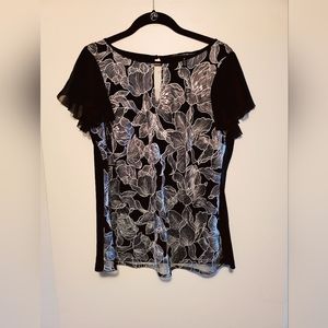 Black Top with Floral Overlay